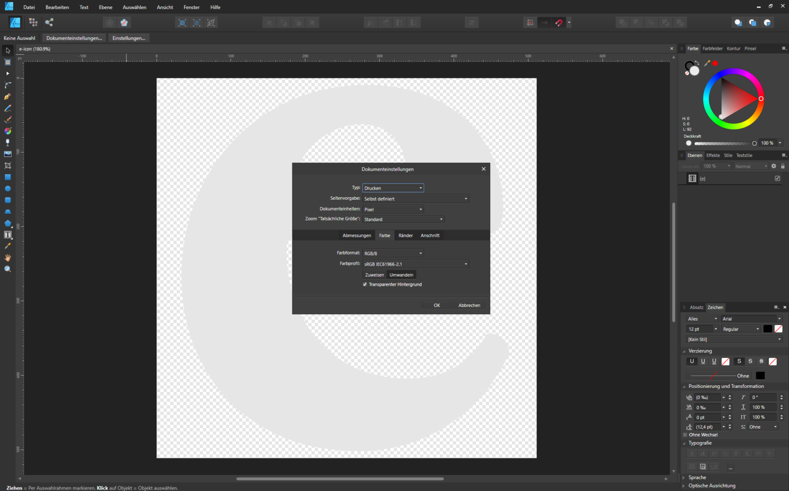 PNG mit transparentem Hintergrund erstellen Affinity Designer Nils 